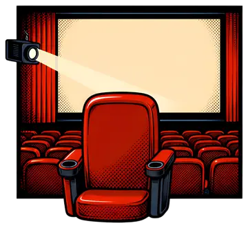 Empty theater seat with movie projector